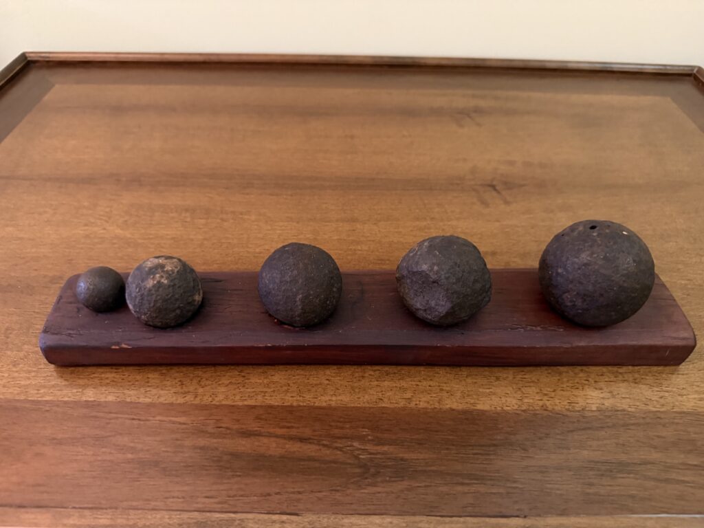 munitions made at Elizabeth Furnace for George Washington and the Continental Army. The small munitions are shot for rifles, while the larger ones are cannon balls.