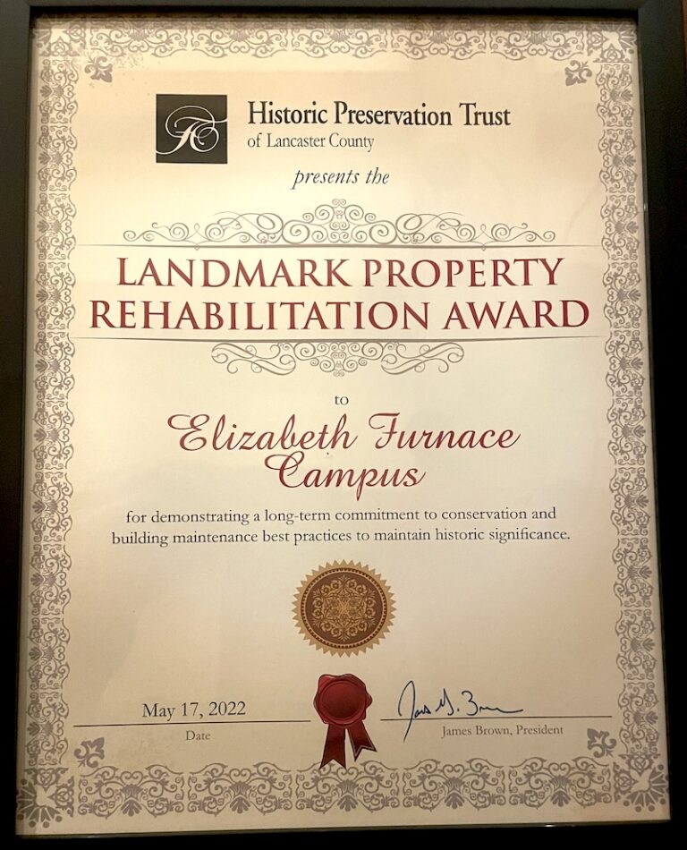 Historic Preservation Awarded to Elizabeth Furnace for landmark property rehabilitation